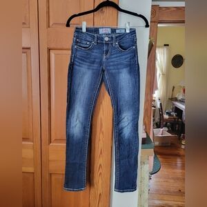 Girls Daytrip Dark Wash Denim Blue Jeans Skinny 14 Sequin Embellished